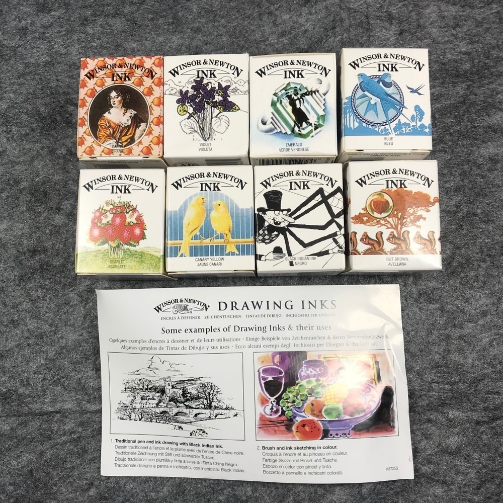 Winsor Newton Drawing Inks Pack of 8 *Brand New*